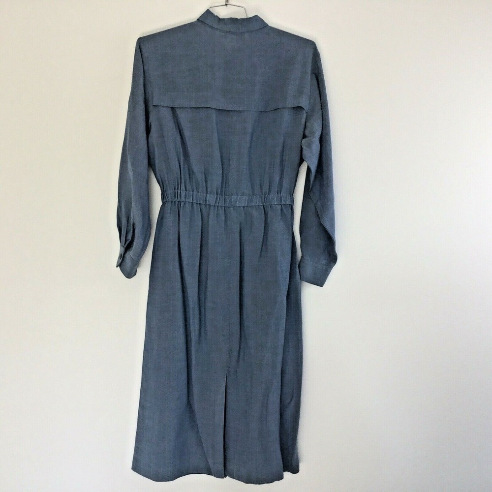 Norm Thompson Shirt Dress Womens 10 Button Up Blue Chambray Prairie Western VTG - Picture 2 of 9